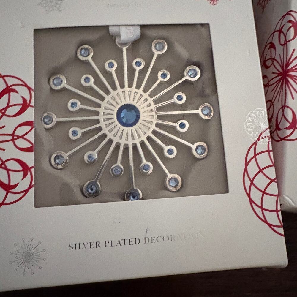 Wedgwood Silver Plated Ornament Christmas Star Blue Crystal New in Box